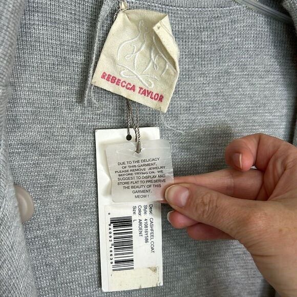 Rebecca Taylor - “Cash Feel Coat” Wool Trench, Jacket Dress - NWT, Size L, Gray - Picture 17 of 17